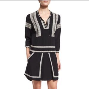 NWT VERONICA BEARD Ignacio Embroidered
Shirt Dress Silk Black Size 2
